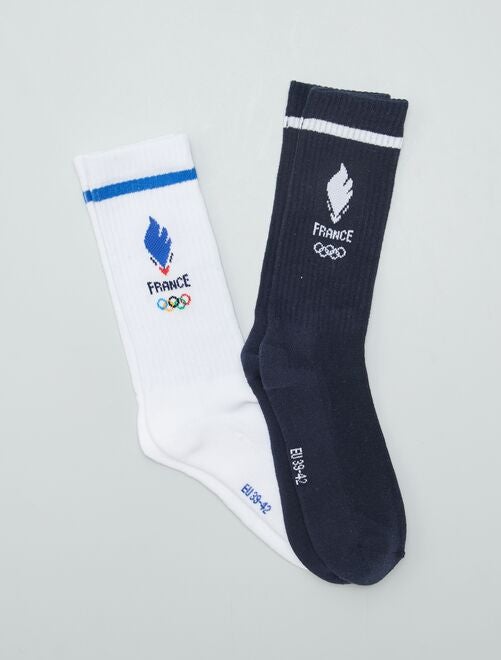 Lot de 2 paires de chaussettes côtelées - Equipe de France Olympique et Paralympique - Kiabi