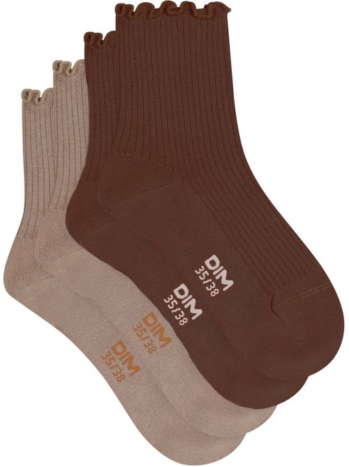 Lot de 2 paires de chaussettes coton modal - Kiabi Lot de 2 paires de chaussettes coton modal - Kiabi