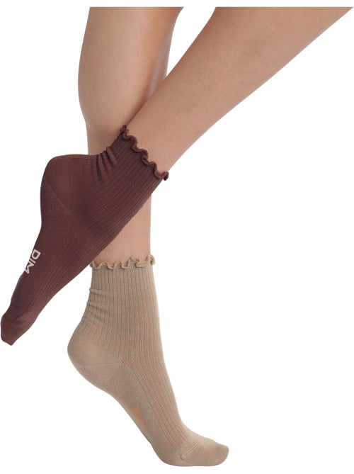 Lot de 2 paires de chaussettes coton modal - Kiabi Lot de 2 paires de chaussettes coton modal - Kiabi