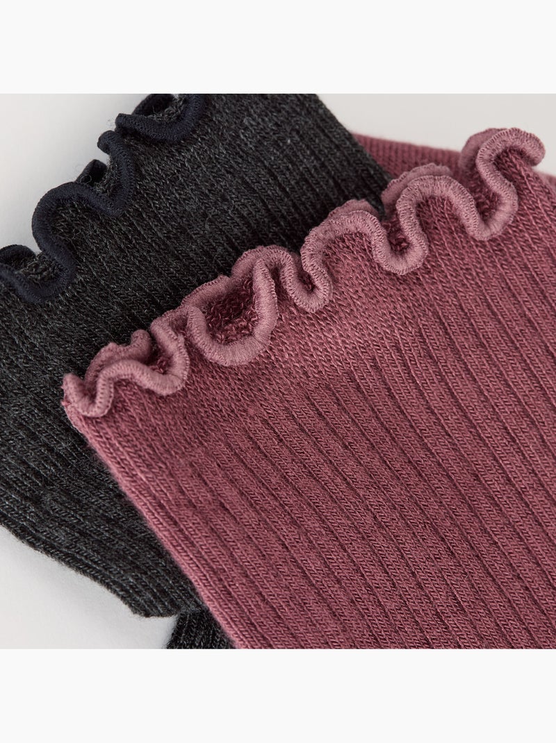 Lot de 2 paires de Chaussettes coton Modal Rose foncé - Kiabi