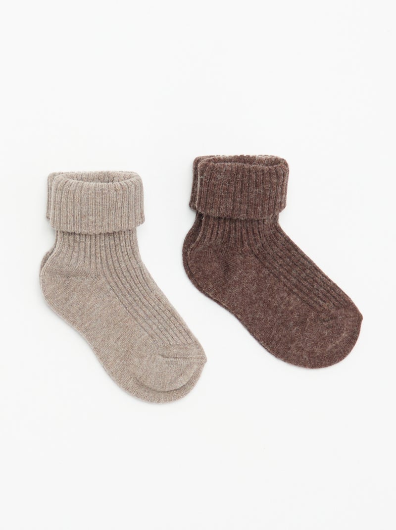 Lot de 2 paires de chaussettes de naissance Marron - Kiabi