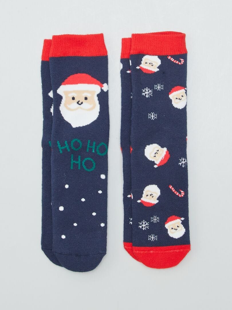 Lot de 2 paires de chaussettes de Noël Bleu marine - Kiabi