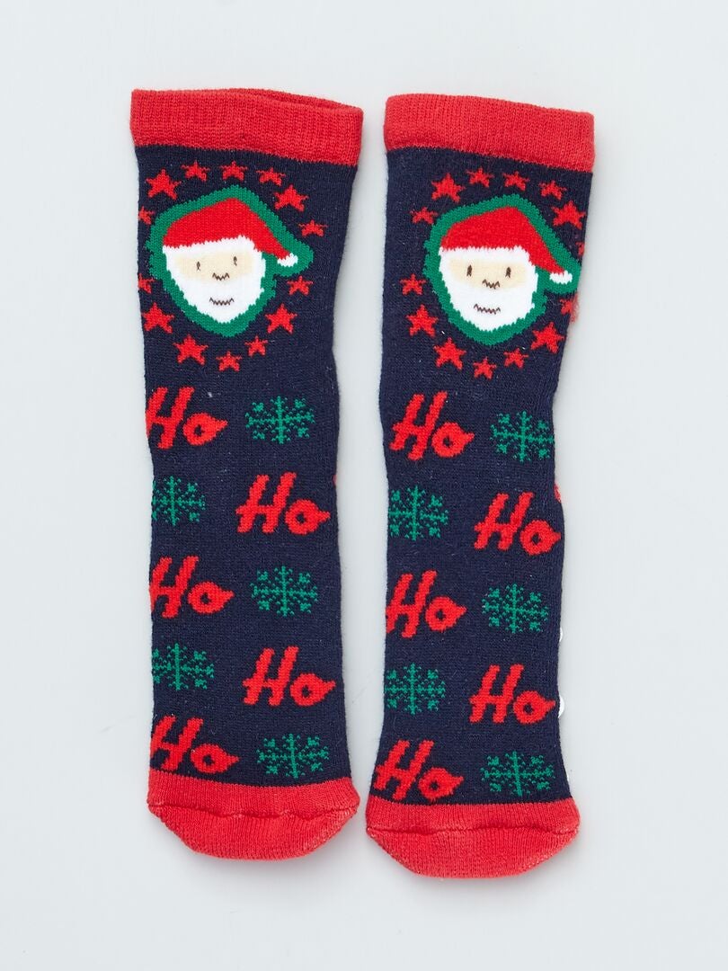 Chaussons chaussettes de Noël - Lot de 2 - Blanc/rouge - Kiabi - 4.80€