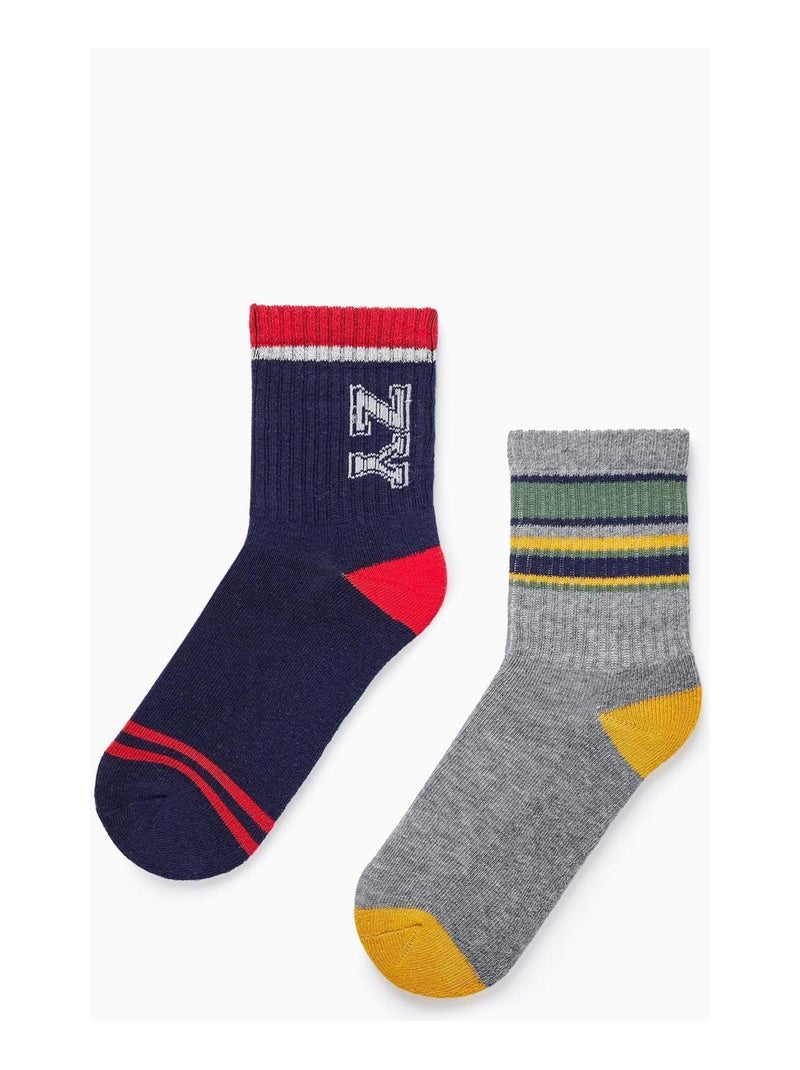 Lot de 2 Paires de Chaussettes de Sport pour Garçon   ROYALS OFF DUTY Multicolore - Kiabi
