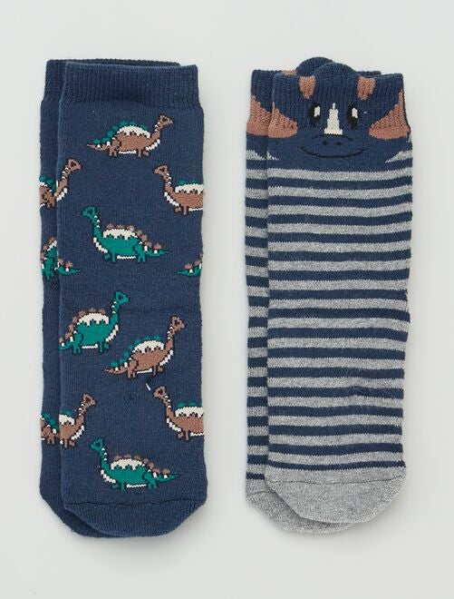 Lot de 2 paires de chaussettes 'dinosaures' - Kiabi