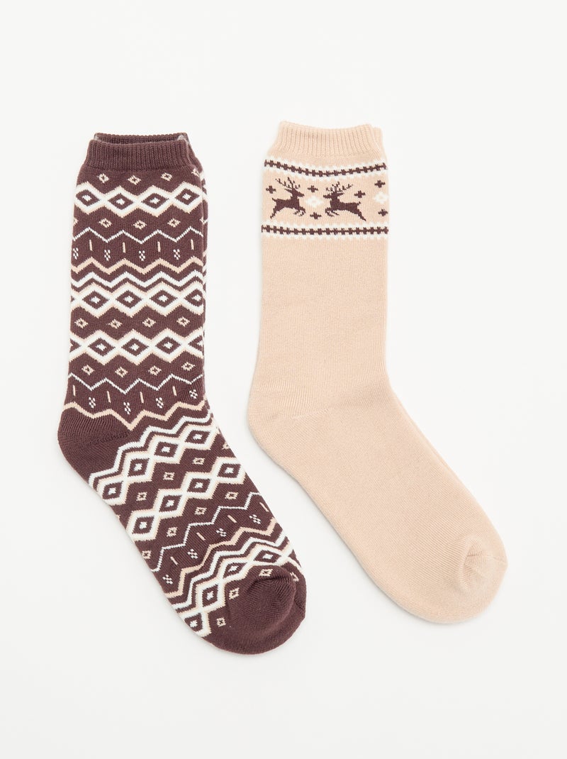 Lot de 2 paires de chaussettes doublées Beige - Kiabi