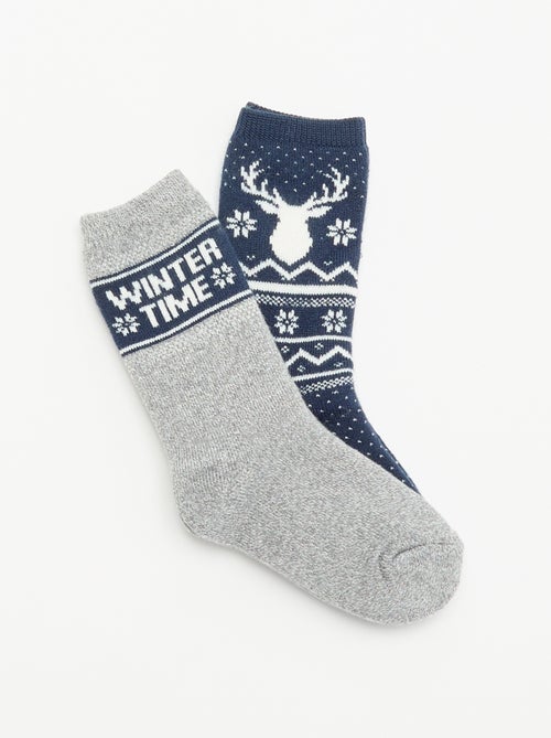 Lot de 2 paires de chaussettes doublées - Kiabi Lot de 2 paires de chaussettes doublées - Kiabi