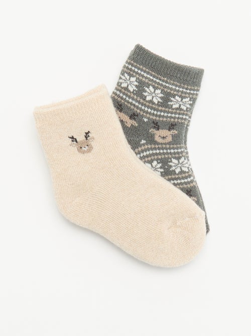 Lot de 2 paires de chaussettes doublées - Kiabi Lot de 2 paires de chaussettes doublées - Kiabi