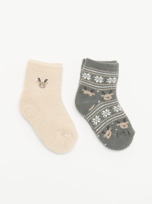 Lot de 2 paires de chaussettes doublées - Kiabi Lot de 2 paires de chaussettes doublées - Kiabi