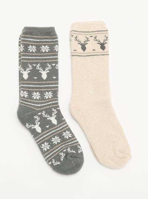 Lot de 2 paires de chaussettes doublées - Kiabi
