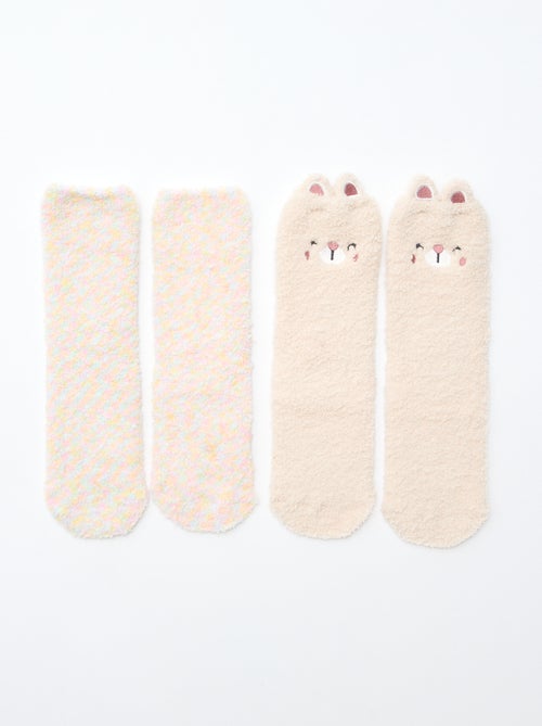 Lot de 2 paires de chaussettes doudou fantaisie - Kiabi