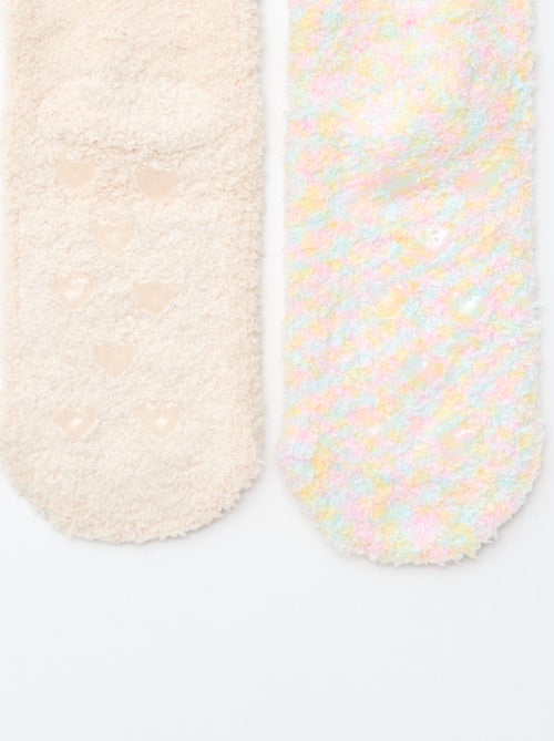 Lot de 2 paires de chaussettes doudou fantaisie - Kiabi