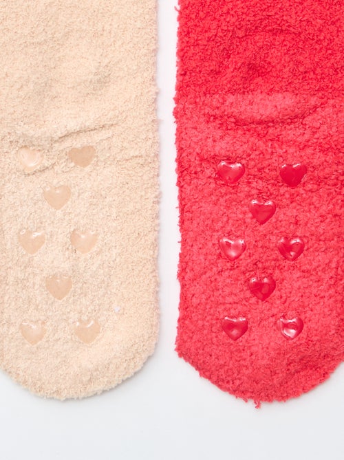 Lot de 2 paires de chaussettes doudou fantaisie - Kiabi