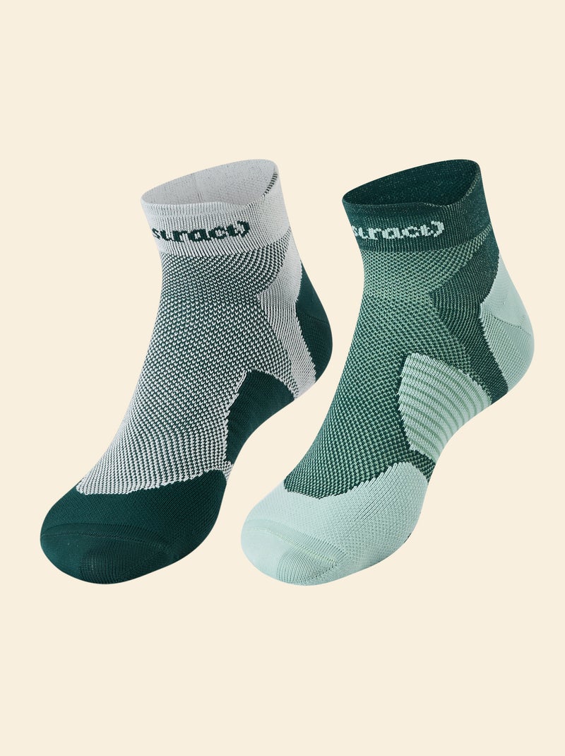 Lot de 2 paires de chaussettes (ekstract) compressives en coton Vert - Kiabi