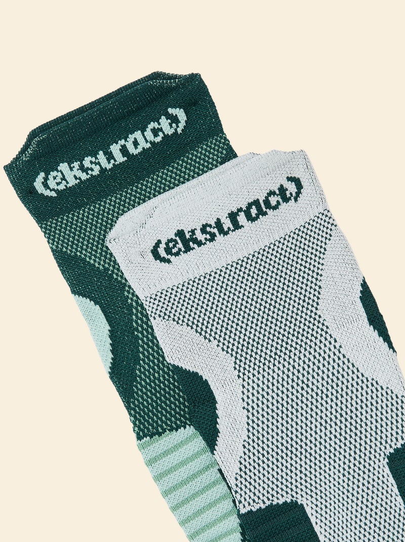 Lot de 2 paires de chaussettes (ekstract) compressives en coton Vert - Kiabi