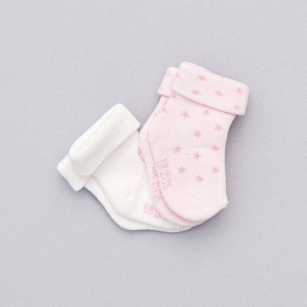 Lot De 2 Paires De Chaussettes En Coton Biologique Bebe Fille Rose Pale Kiabi 4 00