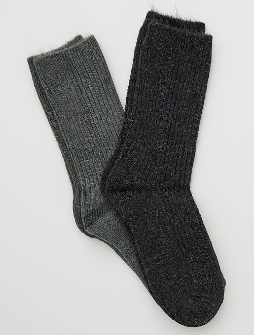 Lot de 2 paires de chaussettes en laine                                                                 noir/antracite 

