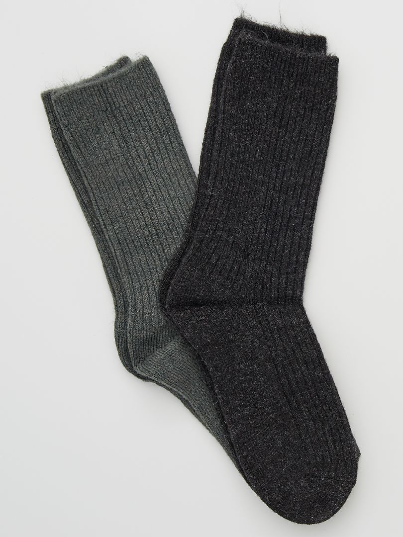 3 paires homme fines chaud tres longue hautes laine chaussettes en gris /  marron