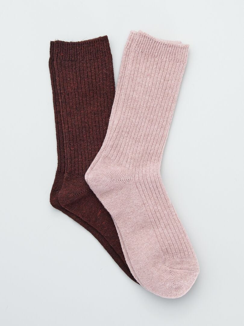 Lot de 2 paires de chaussettes en laine rose - Kiabi