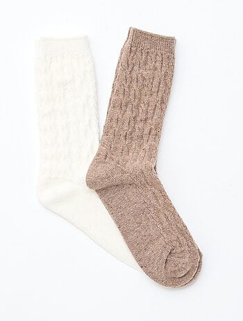Lot de 2 paires de chaussettes en laine torsadée