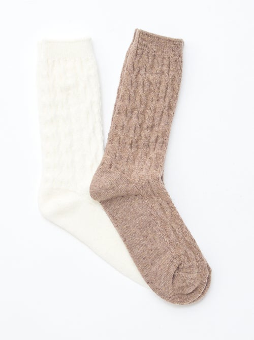 Lot de 2 paires de chaussettes en laine torsadée - Kiabi