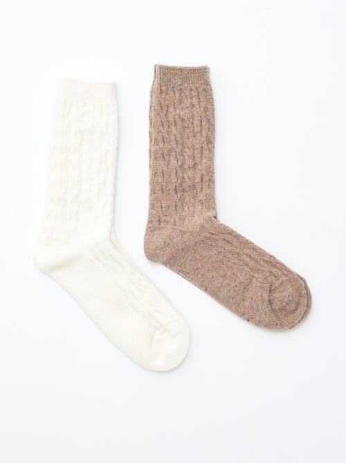 Lot de 2 paires de chaussettes en laine torsadée - Kiabi