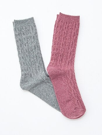 Lot de 2 paires de chaussettes en laine torsadée