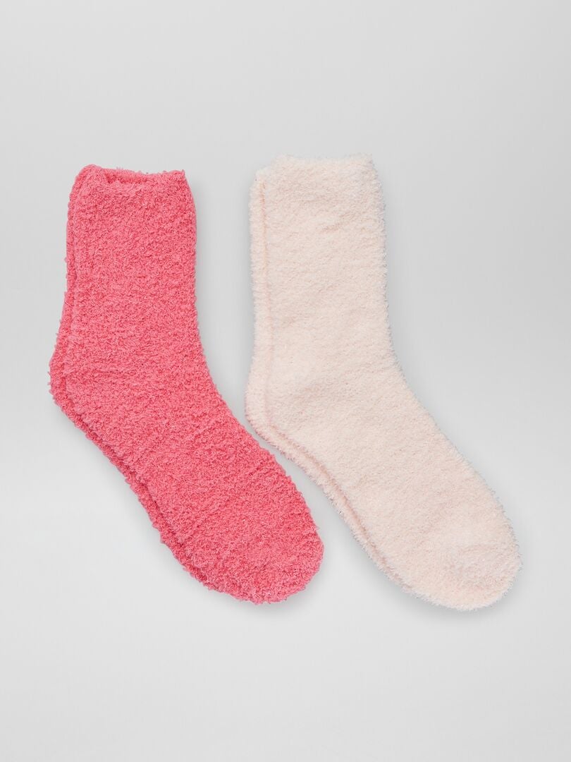 Lot de 2 paires de chaussettes en maille doudou - Rose - Kiabi - 6.00€