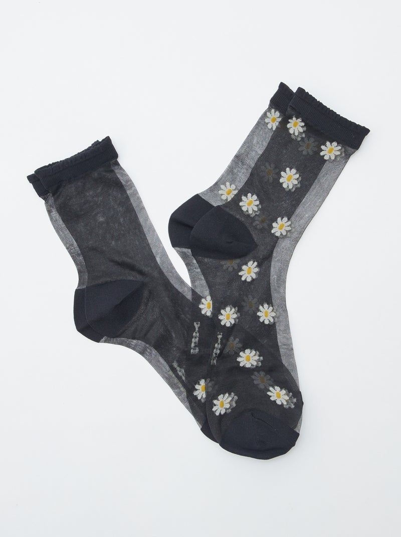 Lot de 2 paires de chaussettes en voile Noir - Kiabi