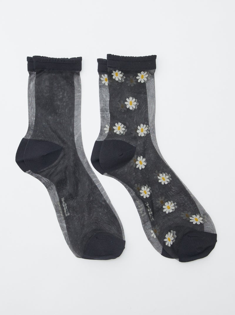 Lot de 2 paires de chaussettes en voile Noir - Kiabi