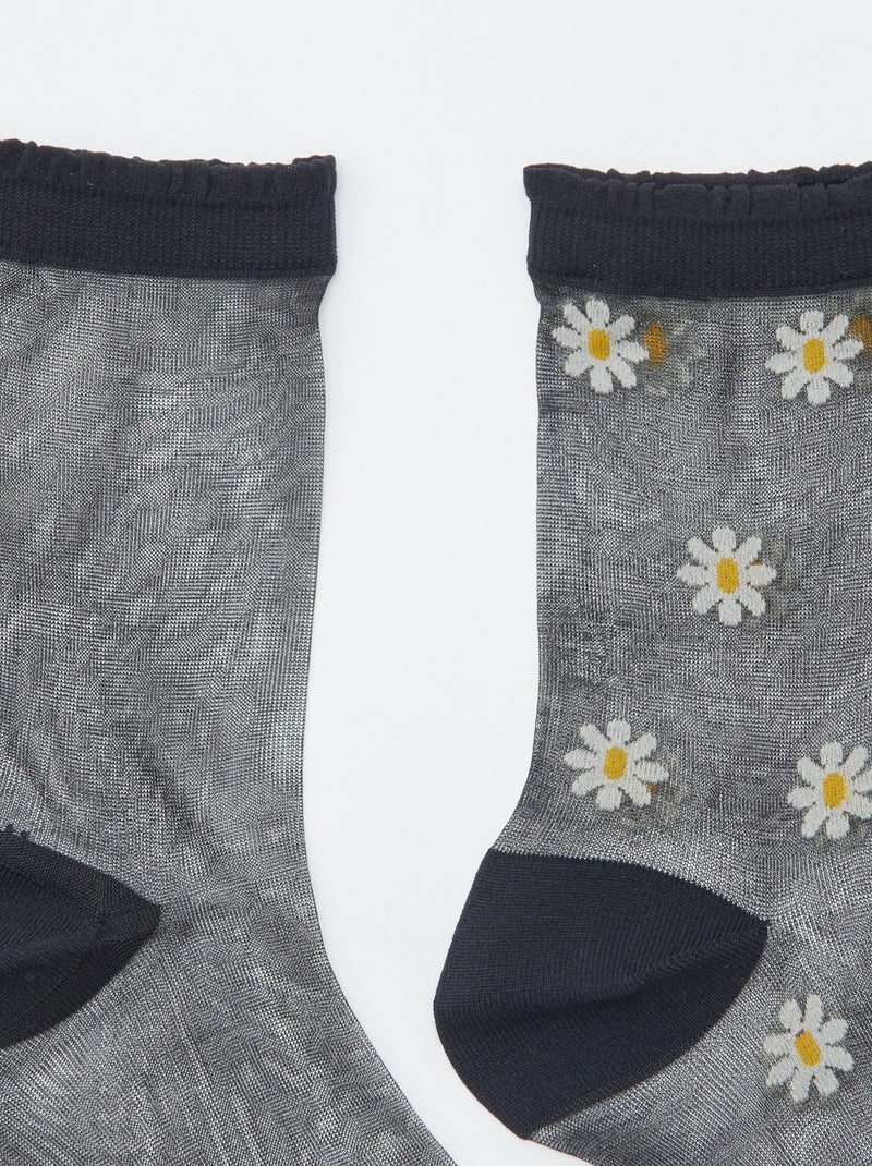Lot de 2 paires de chaussettes en voile Noir - Kiabi