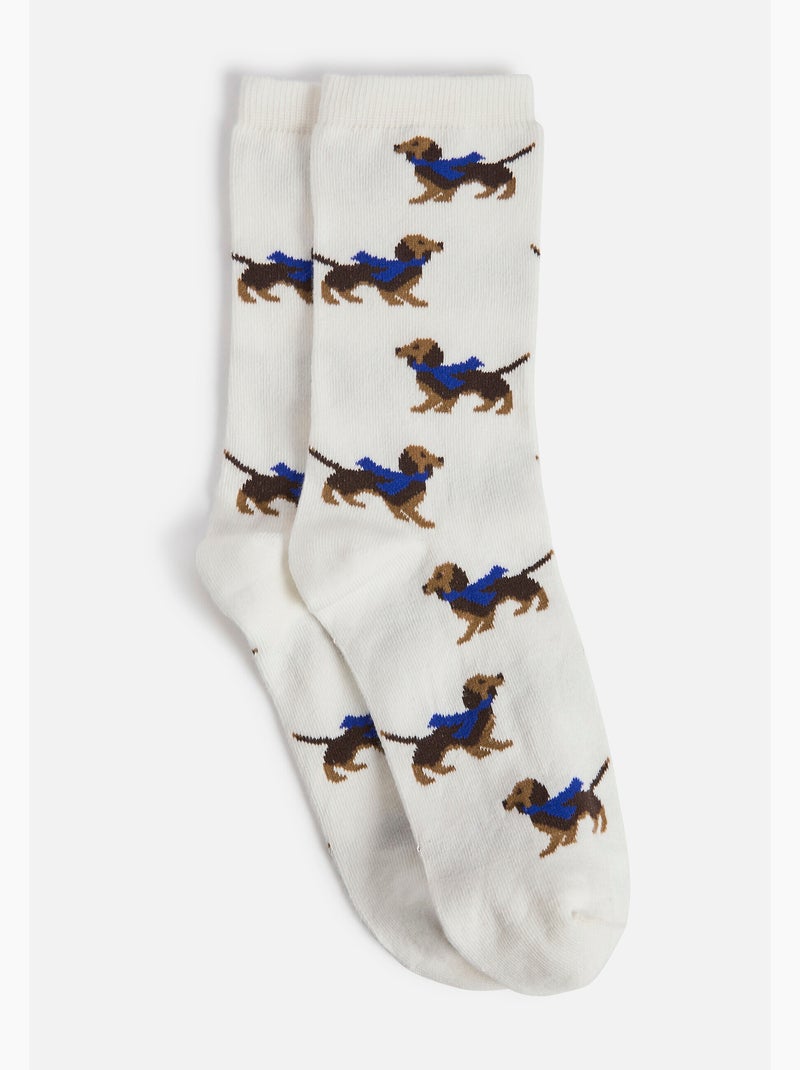 Lot de 2 paires de chaussettes fantaisie - Damart Blanc - Kiabi