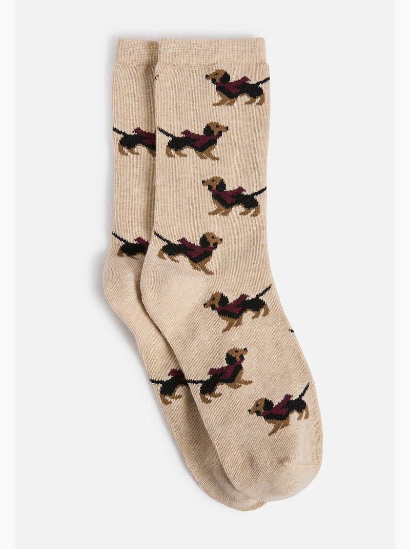 Lot de 2 paires de chaussettes fantaisie - Damart Marron - Kiabi