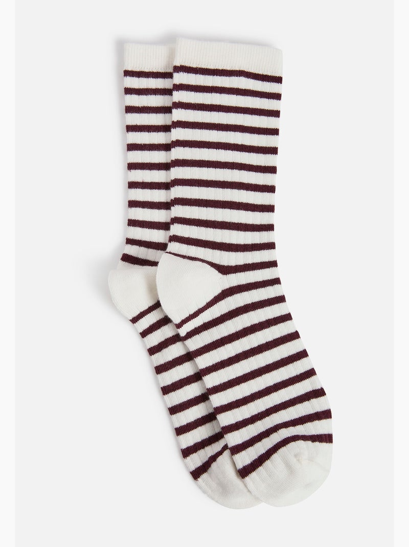 Lot de 2 paires de chaussettes fantaisie - Damart Marron - Kiabi
