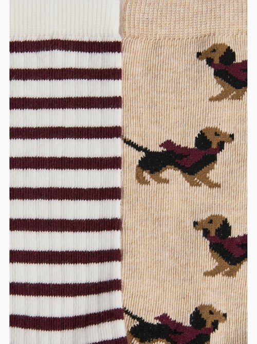 Lot de 2 paires de chaussettes fantaisie - Damart - Kiabi