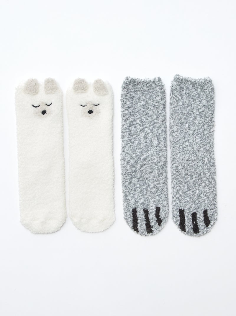 Lot de 2 paires de chaussettes fantaisie Gris - Kiabi