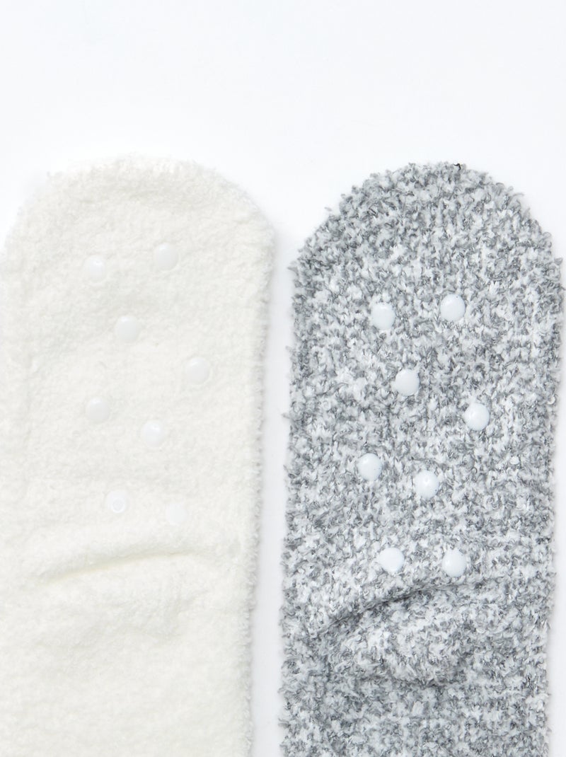 Lot de 2 paires de chaussettes fantaisie Gris - Kiabi
