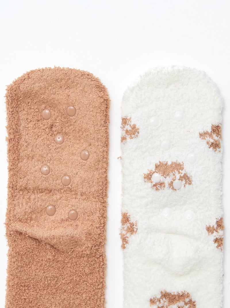 Lot de 2 paires de chaussettes fantaisie Marron - Kiabi