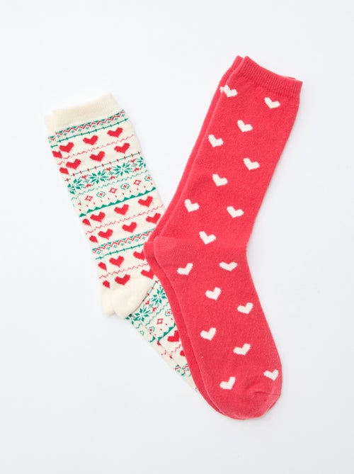 Lot de 2 paires de chaussettes fantaisie Noël - Kiabi