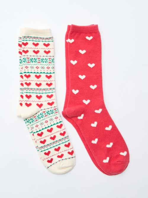 Lot de 2 paires de chaussettes fantaisie Noël - Kiabi