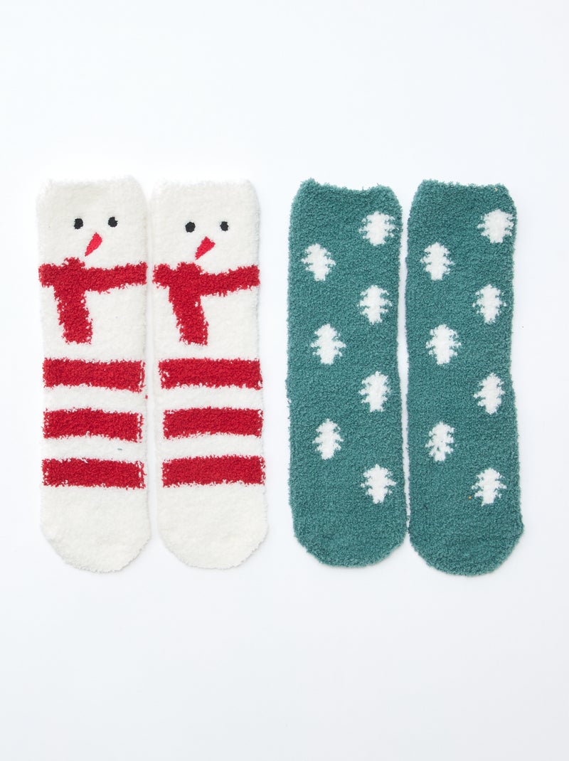 Lot de 2 paires de chaussettes fantaisie Vert - Kiabi