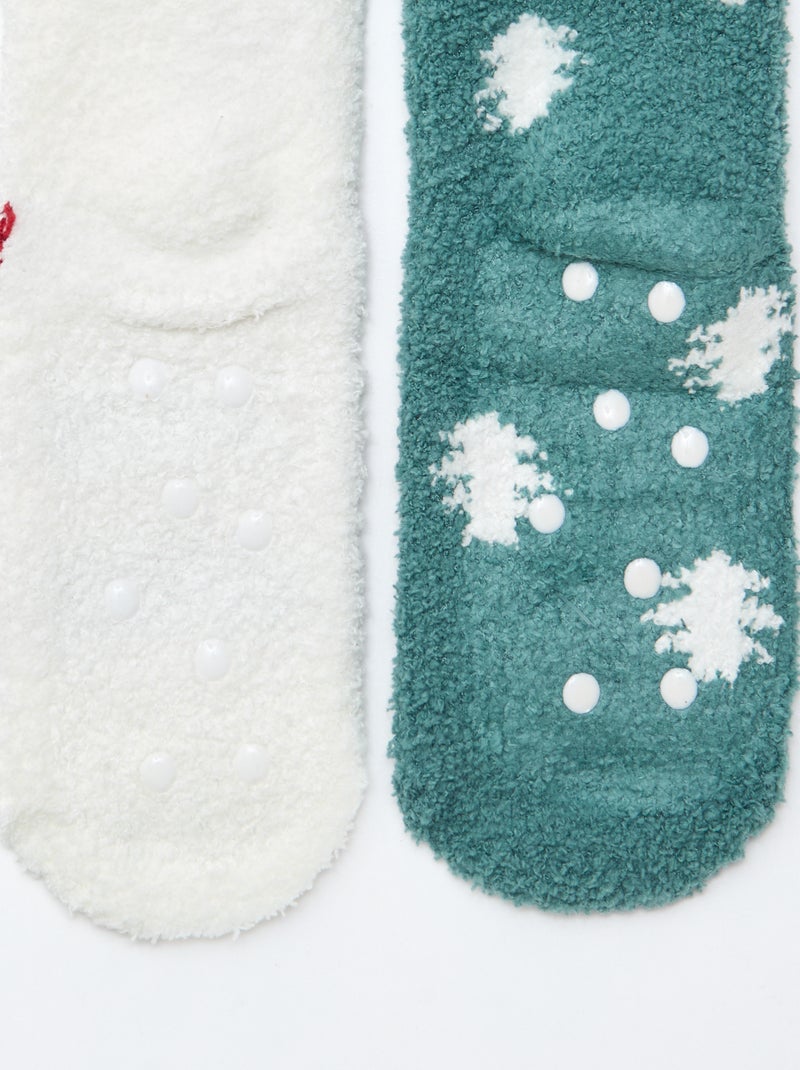 Lot de 2 paires de chaussettes fantaisie Vert - Kiabi