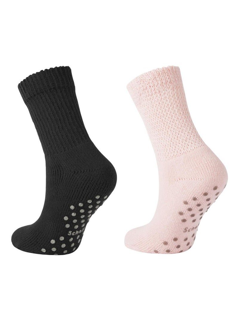 Lot de 2 Paires de Chaussettes femme bouclette antidérapante Scholl Rose - Kiabi