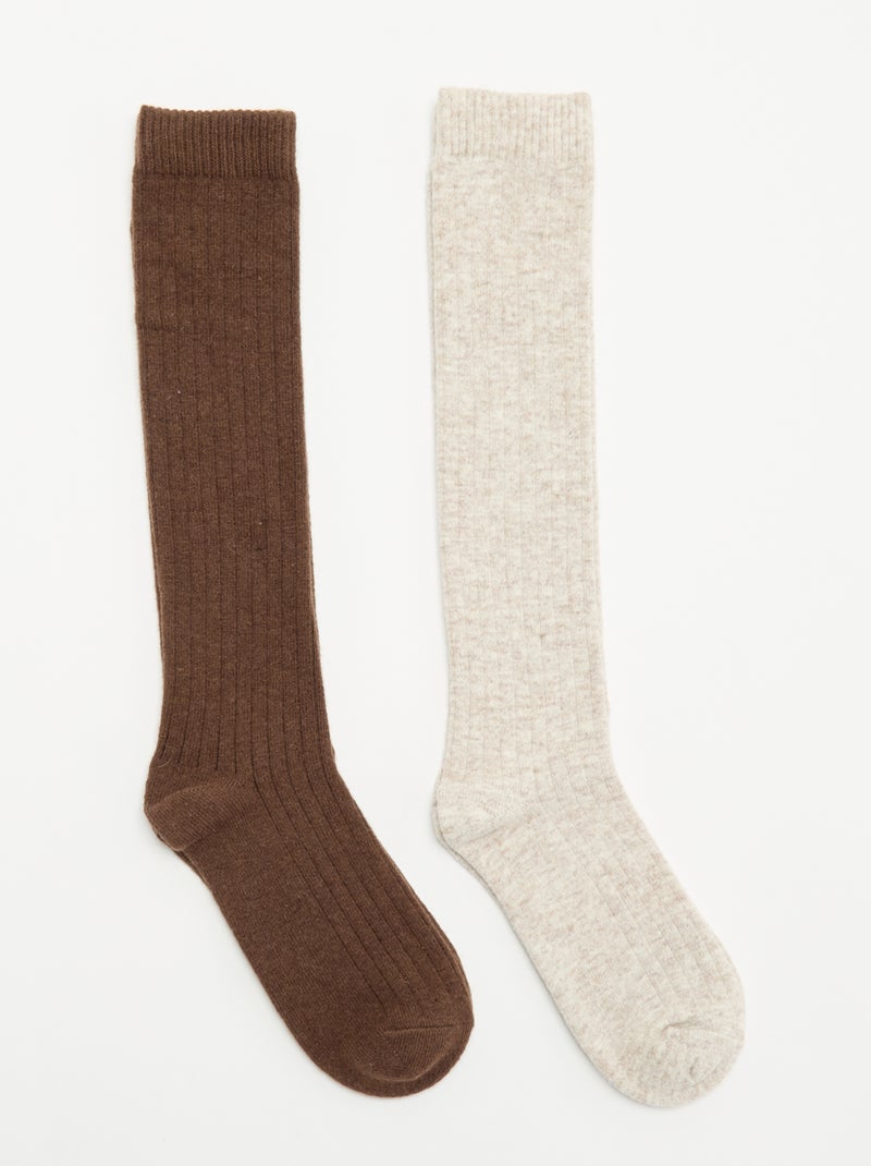 Lot de 2 paires de chaussettes hautes Beige - Kiabi