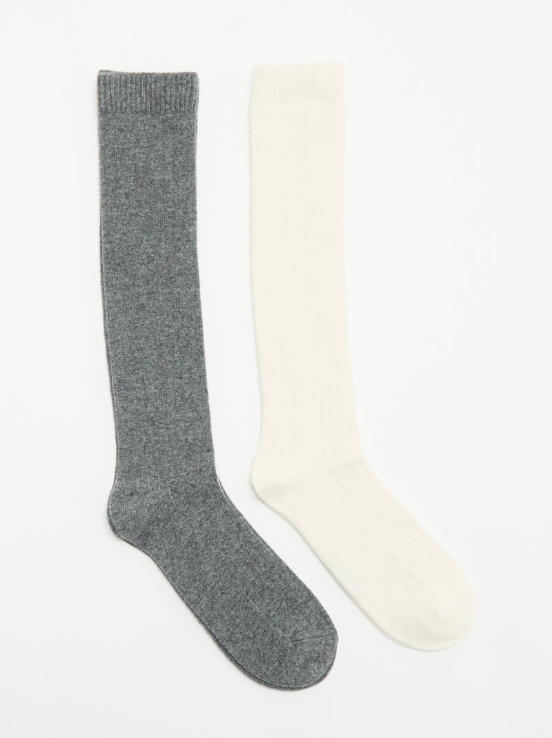 Lot de 2 paires de chaussettes hautes Gris - Kiabi