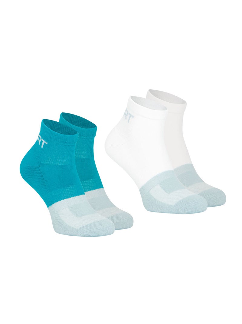Lot de 2 paires de chaussettes homme quarter Fresh Athena Bleu lagon - Kiabi