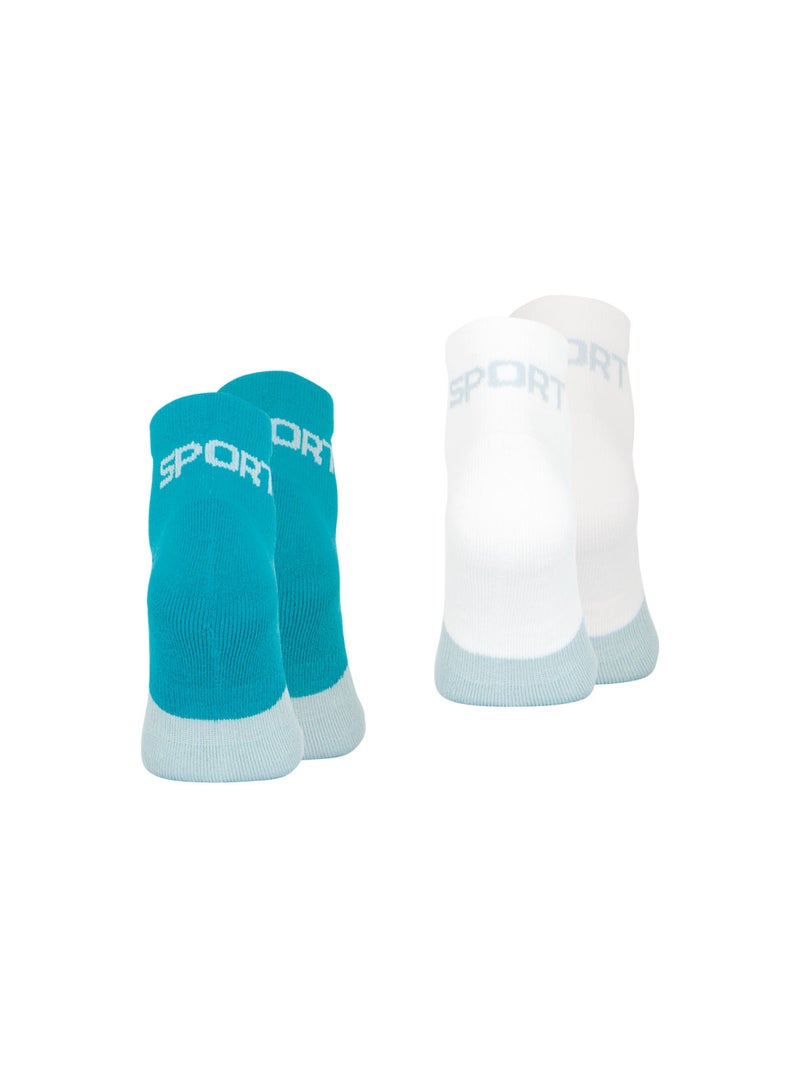 Lot de 2 paires de chaussettes homme quarter Fresh Athena Bleu lagon - Kiabi