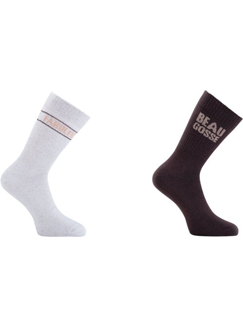Lot de 2 paires de chaussettes homme type tennis Fabuleux/Beau Gosse Twinday - Kiabi