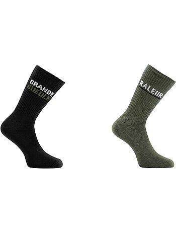 Lot de 2 Paires de chaussettes homme type tennis Gde Gueule et Râleur Twinday