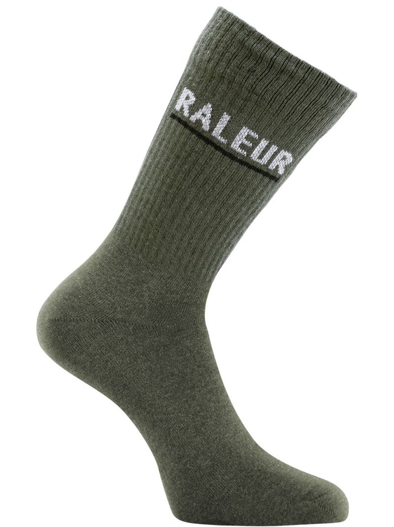 Lot de 2 Paires de chaussettes homme type tennis Gde Gueule et Râleur Twinday Vert kaki - Kiabi